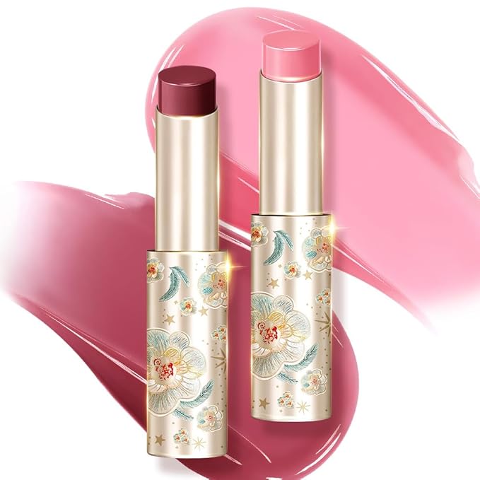 CATKIN Glossy Lip Balm Ultra Hydating Glow Lip Tinted Jelly Plump Melting Balm Shea Butter Repair Soothing For Dry Lips Dewy Finished 0.12 oz 2pcs Set 02-VivaGrace Women