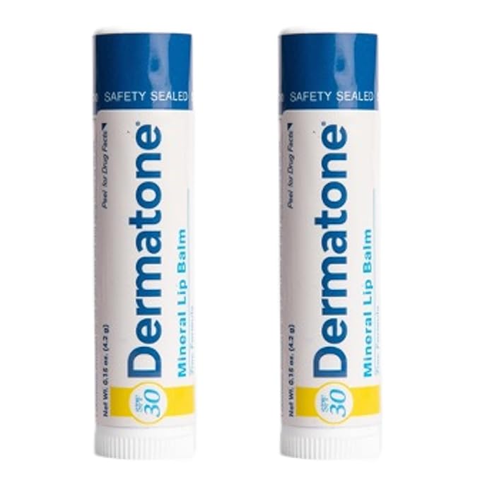 Dermatone Mineral Lip Balm SPF 30 | Moisturizing, Reef Safe, Oxybenzone Free | Broad Spectrum Sunburn Protection | Zinc Oxide Lip Sunscreen | Lip Balm with Sunscreen SPF 30 | 0.15 oz (2-Pack)-VivaGrace Women