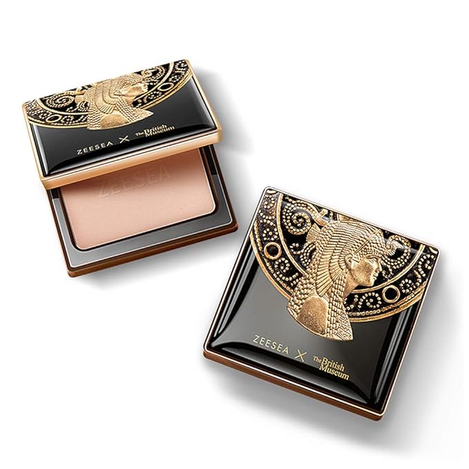 ZEESEA Pressed Powder The British Museum Egypt Series Long Lasting Oil Control Facial Finishing Brighten Setting Powder Multi-use Foundation (#00 Light Beige)-VivaGrace Women