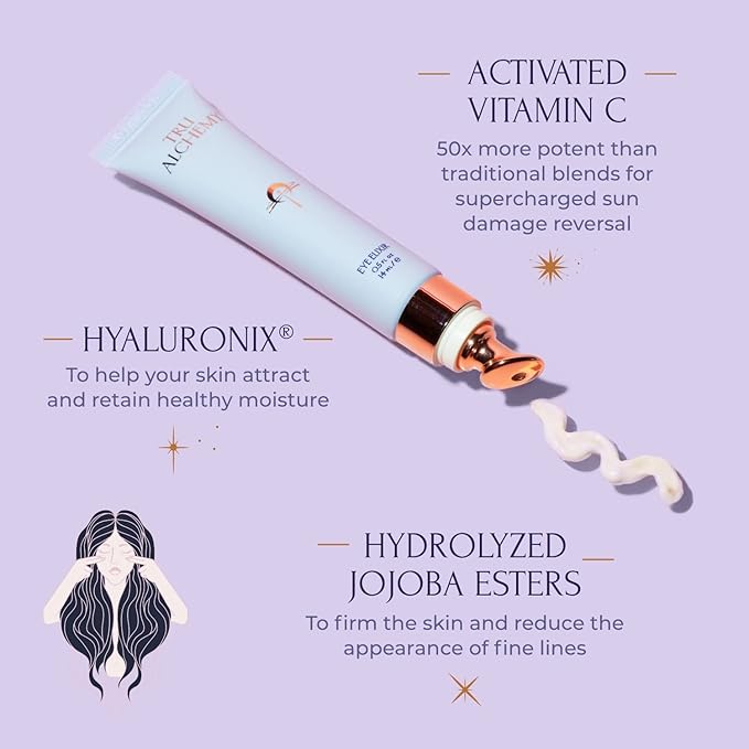 Tru Alchemy Eye Elixir Cooling Eye Treatment Cream - Dark Circle Eye Cream for Puffiness and Bags Under Eyes - Caffeine, Hyaluronic Acid, Vitamin C-VivaGrace Women
