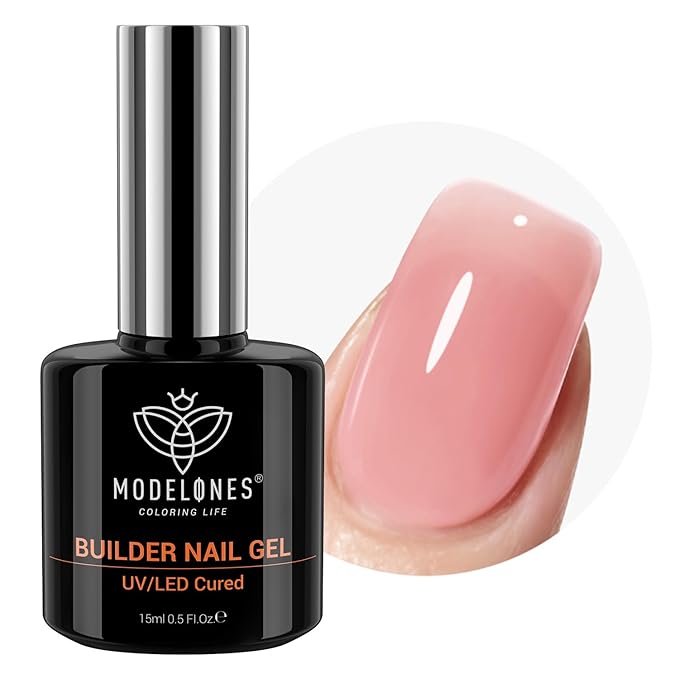 modelones Builder Nail Gel, 8-in-One Jelly Pink Builder, Peachy Pink Rubber Base Gel Polish, LED Lamp Cured Nude Color Base Hardener, Apex Building Strengthener Extension for Girls Home DIY Salon-VivaGrace Women