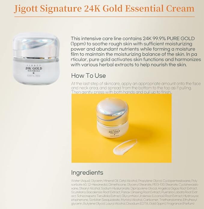 Signature 24K Gold Essential Skin Care 3 Set - Toner (150ml), Emulsion (150ml), Cream (50ml) - Korean Skincare for Healthy and Glowing Skin-VivaGrace Women