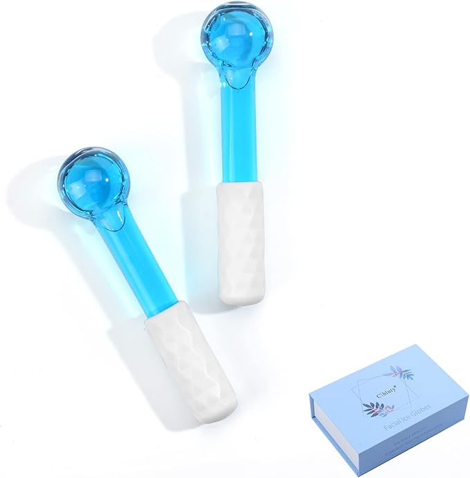 ICE GLOBES SMALL BALLS for Eyes, 2 PCS Blue Facial Globes for Massage Tool, Facial Roller Cold Skin Massagers, Tighten Skin, Reduce Puffiness and Dark Circles, Enhance Circulation-VivaGrace Women
