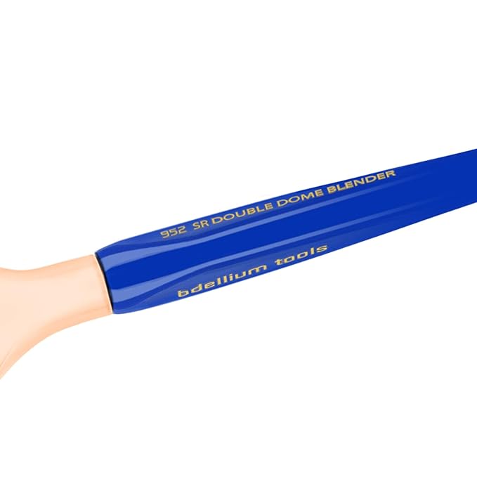 Bdellium Tools Professional Makeup Brush - Golden Triangle 952 Small Rounded Double Dome Blender - With All Vegan and Soft Synthetic Fibers, For Application & Blending (Blue, 1pc)-VivaGrace Women