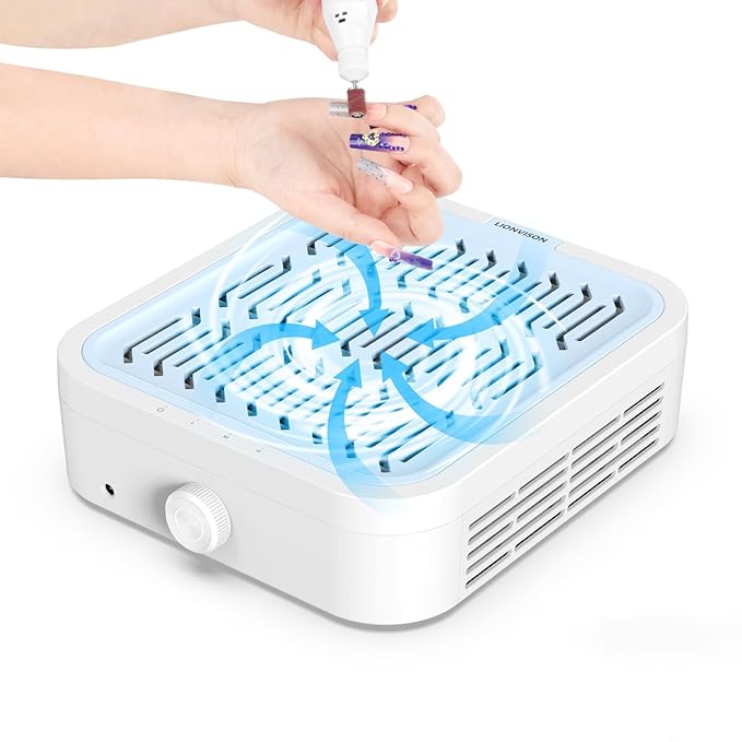 LIONVISON Nail Dust Collector for Salons: Manicure Pedicure Tool for Beginners DIY Nail Tech With Reusable Filter-VivaGrace Women