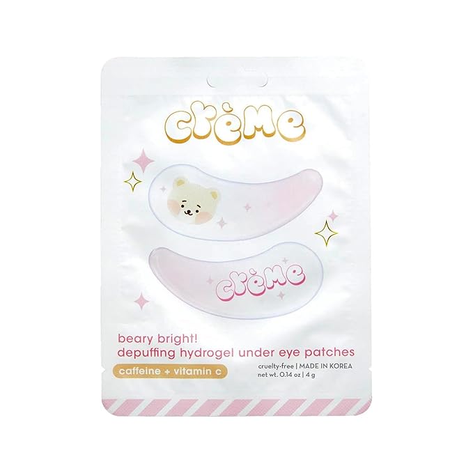 The Crème Shop Boba Bears Beary Bright Depuffing Hydrogel Under Eye Patches, Hydrating Under Eye Patches, Under Eye Patches for Puffy Eyes (Pack of 3)-VivaGrace Women