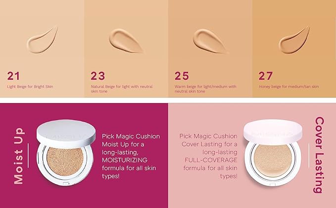 MISSHA Magic Cushion Foundation No.23 Natural Beige for Light with Neutral Skin Tone Flawless Coverage,Dewy Finish,Easy Application for All Skin Types-VivaGrace Women