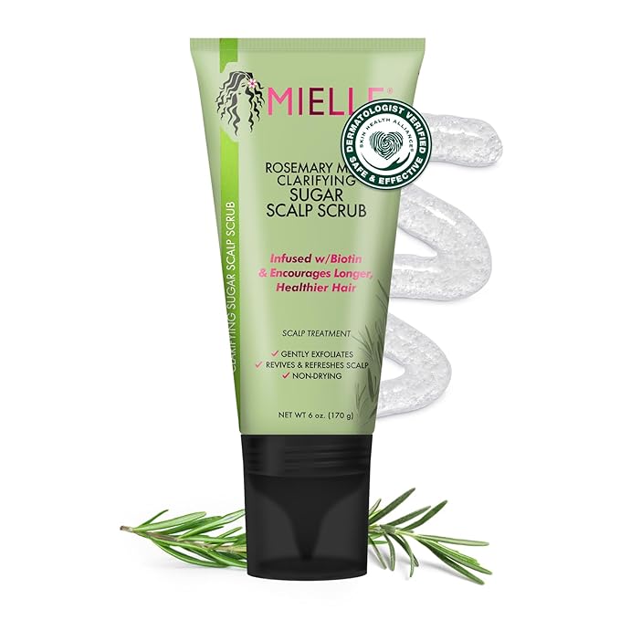 Mielle Organics Rosemary & Mint Sugar Exfoliating Scalp Scrub - Gentle Pre-Shampoo Dry Scalp Treatment for Oil & Product Buildup - Biotin Infused Non-Drying, Moisturizing Formula (6 Fl Oz)-VivaGrace Women