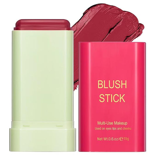 Multi-Use Makeup Blush Stick,Beauty Solid Moisturizer Stick,Waterproof Natural Nude Makeup,Tinted Solid Moisturizer Stick for Eyes Lips Cheek(2#Hot Red)-VivaGrace Women