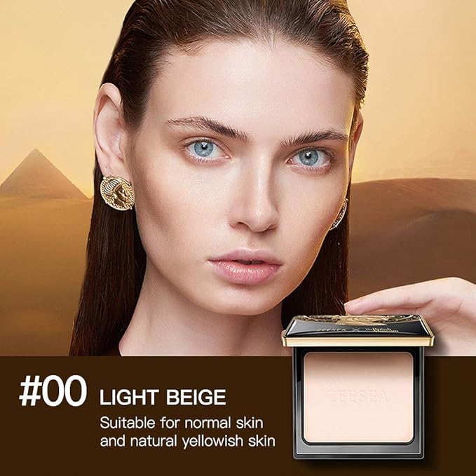 ZEESEA Pressed Powder The British Museum Egypt Series Long Lasting Oil Control Facial Finishing Brighten Setting Powder Multi-use Foundation (#00 Light Beige)-VivaGrace Women