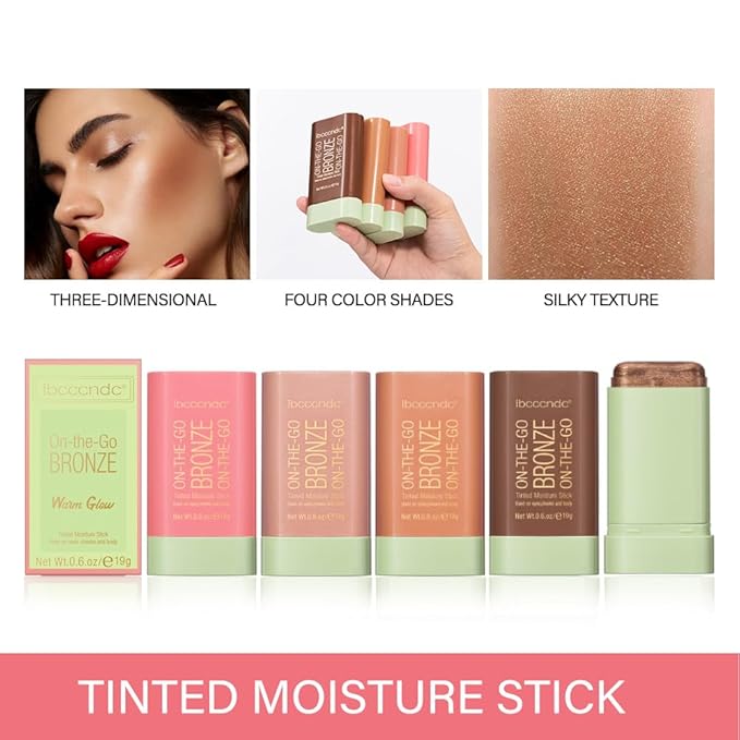 Unyoke Soft Creamy Highlighter Blush Stick,Smooth Shimmer Bronzer Stick,Long Lasting Waterproof Blush Illuminator Luminizer,Blendable Natural Glow Makeup Cream Blush Highlight 0.6 Oz（01# Warm Glow）-VivaGrace Women