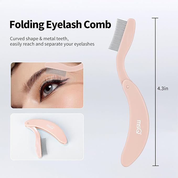 Eyelash Comb MSQ Eyelash Separator Tool Eyelash Comb Separator Folding Eyelash Brush Separator Lash Comb for Eyelash Makeup Brush (khaki)-VivaGrace Women