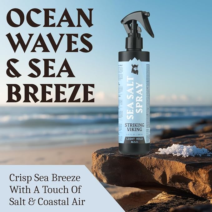 Striking Viking Sea Salt Spray for Hair - Light Hold - 200ml (6.76 Fl Oz) Blue Ocean Scent - Texturizing, Volumizing & Curl Enhancing - Salt Spray for Beach Wave Style-VivaGrace Women