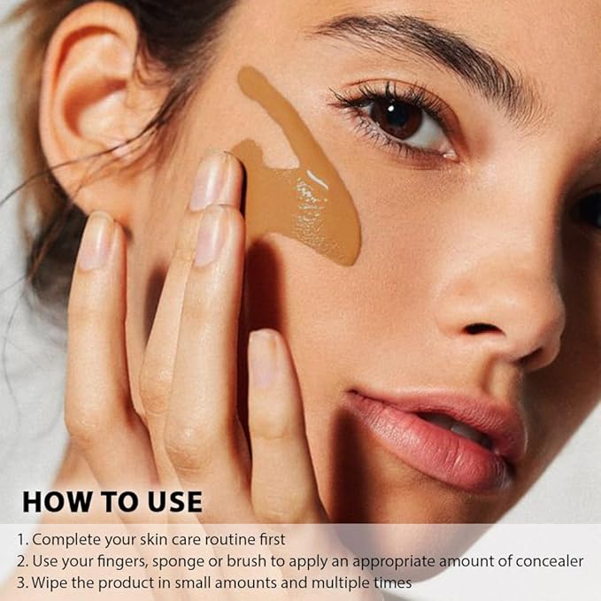 Pro Under Eye Full Coverage Liquid Concealer to Cover Dark Circles, Scars, Redness, Spots, Fine Lines, Corrector Anti-Aging Natural Finish, Moistening Smooth Cream, Waterproof 0.4 fl oz - Tan#-VivaGrace Women