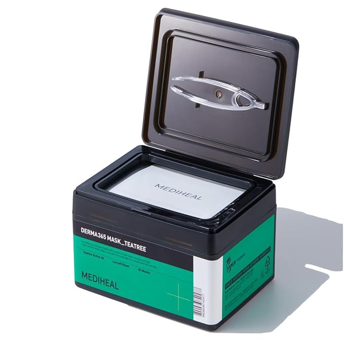 Mediheal Derma 365 Teetree Mask (30 Masks) - Daily Skin Care Mask for Deeply Comforting and Calming Skin with Teatree Active 4X-VivaGrace Women