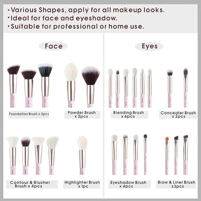Jessup Makeup Brushes Set Professional Makeup Brush Eyeshadow Blending Powder Foundation Blusher Concealer 25pcs with Cosmetics Storage Box, Blushing Bride T295-VivaGrace Women