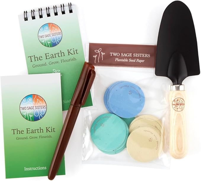 The Earth Kit by Two Sage Sisters - Self Care Kit with Seed Paper Disks, Notebook, Marker, and Shovel, Pamper and Self Care Gifts for Women and Men, Mens and Womens Care Package for Wellness-VivaGrace Women