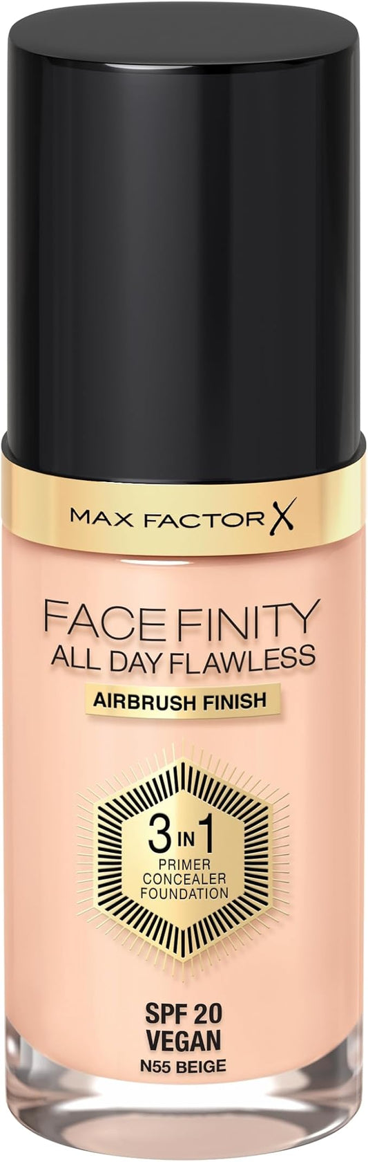 Max Factor Facefinity All Day Flawless 3 In 1 Foundation SPF 20, No. 55 Beige-VivaGrace Women