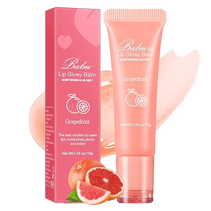 Lip Glowy Balm Hydrating Sleeping Lip Mask, Shine Glossy Finish Lip Oil - Reduce Lip Lines, Enhance Lip Color, Moisturizing & Plump Dry Chapped Lips Care Non-Sticky Lip Balm (#3 Grapefruit)-VivaGrace Women