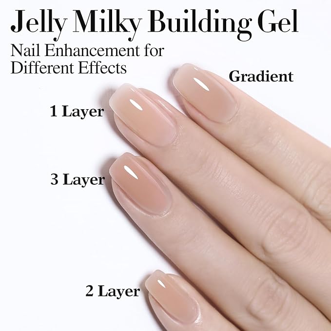 Double Rhythm Clear Gel Nail Polish 15ml Nail Strengthener in a Bottle Nail Extension Hard Gel Soak Off Long Lasting UV Gel (Pastel Nude 8 in 1-8)-VivaGrace Women