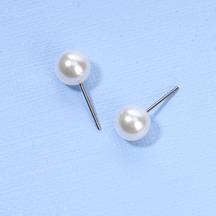 Boho Pearl Studs Earrings Tiny Pearl Earrings Minimalist Earrings Pearl Simple Studs Jewelry for Women Bridesmaid Gifts-VivaGrace Women