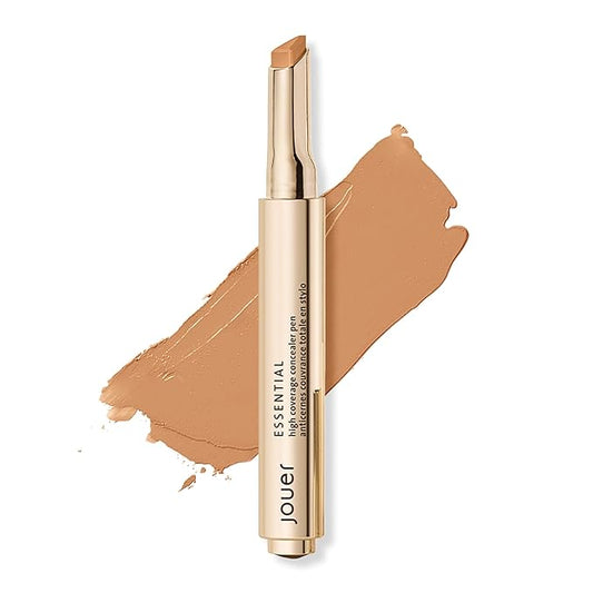 Jouer Essential High Coverage Concealer Pen - Under Eye Concealer for Dark Circles - Brightening Makeup for Eye Circles - Color Corrector Eye Primer with Hyaluronic Acid and Vitamin E-VivaGrace Women