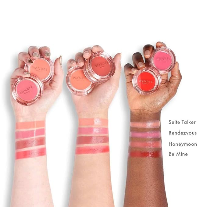 Wander Beauty Double Date Lip & Cheek - Suite Talker/Swipe - 4-in-1 Cream Blush & Lip Tint - Blush, Lip Moisturizer, Lip Balm & Eye Gloss- Multitasking Eye, Cheek & Lip Makeup With Green Tea - 0.07 oz-VivaGrace Women