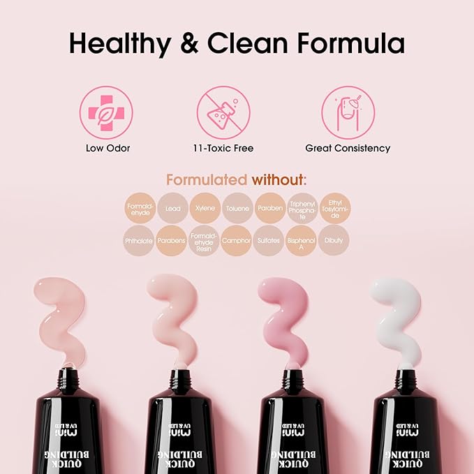 ROSALIND Poly Nail Gel Kit -12 Colors + Nail Art Accessories kit Clear Nude Poly Nails Gel Kit Starter Kit With Slip Solution Pro Nude Pink Nail Extensions Gel Set with Mini UV Lamp-VivaGrace Women