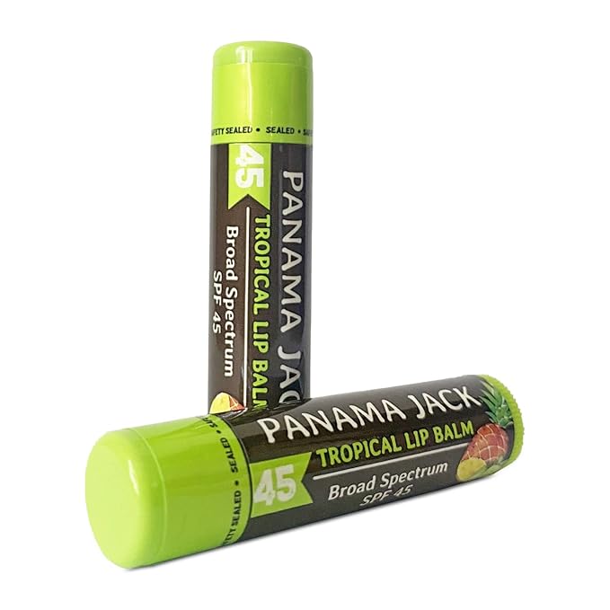 Panama Jack Sunscreen Lip Balm - SPF 45, Broad Spectrum UVA-UVB Sunscreen Protection, Prevents & Soothes Dry, Chapped Lips, Tropical, 7-pack-VivaGrace Women