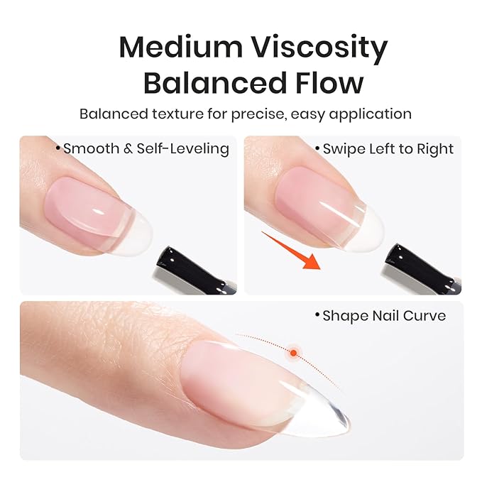 Beetles Builder Gel for Nails 0.51 OZ 8 in 1 Clear Nail Builder Strengthener Gel Enhancement Nail Gel Building Nail Apex for Beginners & DIY Salon Manicure-VivaGrace Women