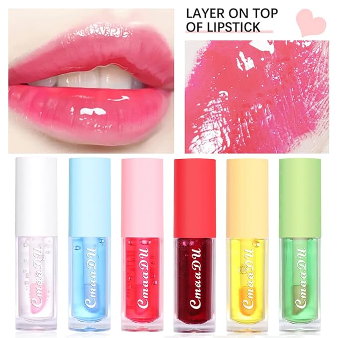 Yasovigi Fruit Lip Oil Plumping Lip Tint Moisturizing Lip Gloss, Transparent Lip Balm Care Stick Nourishing Repairing Non-sticky, Moisture&Lighten Lip Lines-VivaGrace Women