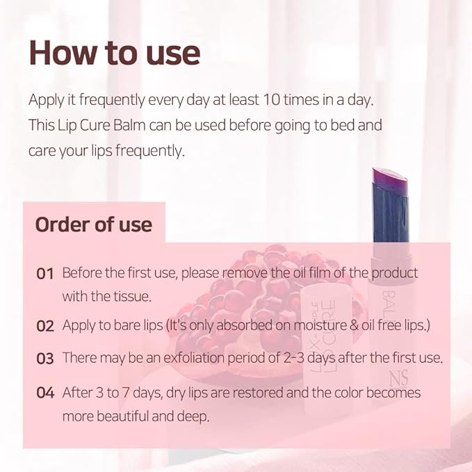 NATURAL SHINE Lux Triple Lip CURE Glossy Balm VENUS (Ruby Red) | Chapstick Hydration and Exfoliator | Overnight Lip Treatment Care Deep Nourishing for Dry Cracked Chapped Lips (0.17oz)-VivaGrace Women