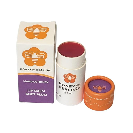 Lip Balm Moisturizer with Manuka Honey 15+ UMF, Coconut Oil, and Castor Oil For Chapped, Cracked, Dry Lips | Protects, Smoothes, and Nourishes your Lips | 0.25 oz / 7 gr (Soft Plum)-VivaGrace Women