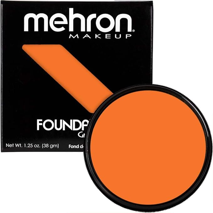Mehron Makeup Foundation Greasepaint | Stage, Face Paint, Body Paint, Halloween Makeup 1.25 oz (38 g) (ORANGE)-VivaGrace Women