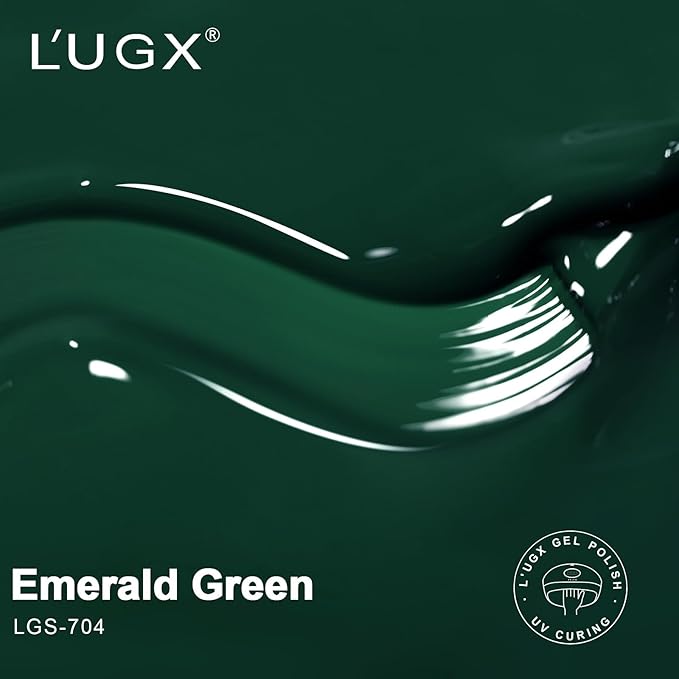 L'UGX Dark Green Gel Polish Emerald Nail Polish 15ML Long Lasting U V Gel Colors for Nails Art DIY Manicure & Pedicure at Home Salon Holiday Gifts for Women LGS-704