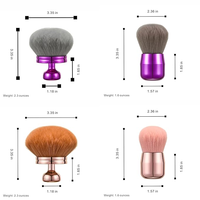 Extra Large Kabuki Brush Set for Body and Face Foundation & Makeup,Multi-functional,Mix bronze self-tanning applicator, wide round head, Great gift for women with Velvet bag(Purple 2pcs)-VivaGrace Women