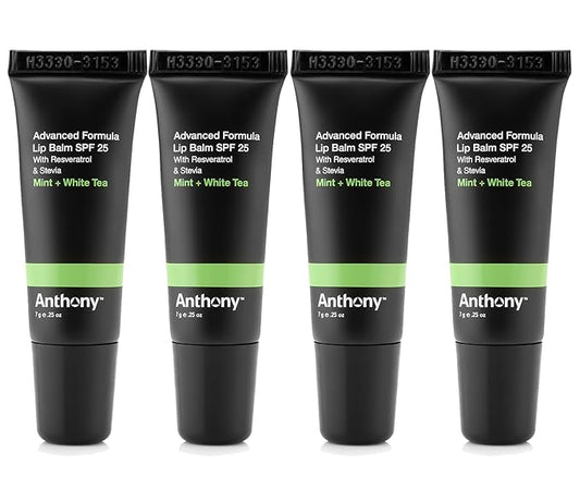 Anthony 25 SPF Lip Balm with Sunscreen for Lips – Contains Green Tea Extract, Shea Butter & Vitamin E – Moisturizing Repair Care Treatment for Chapped & Dry Lips 4-Pack-VivaGrace Women