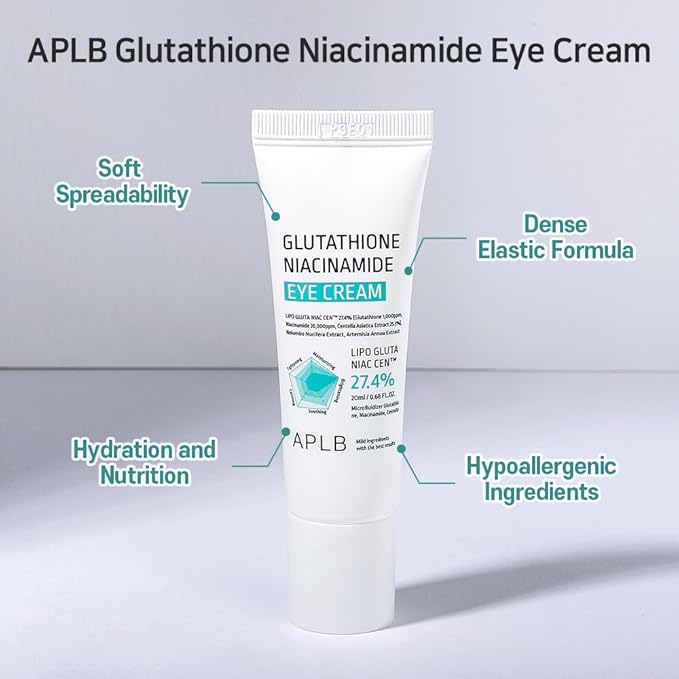 APLB Glutathione Niacinamide Eye Cream | LIPO GLUTA NIAC CEN™ 27.4% 0.68 FL.OZ/Korean Skincare, Eye cream for dark circles and puffiness, Improve elasticity & provide moisture around eye region-VivaGrace Women