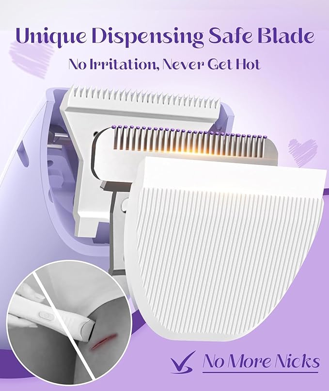 Bikini Trimmer for Women - Painless Pubic Hair Trimmer with 3 Shaving Speeds, IPX7 Waterproof Electric Razor, Cordless Women’s Bikini Shaver for Sensitive Skin-VivaGrace Women