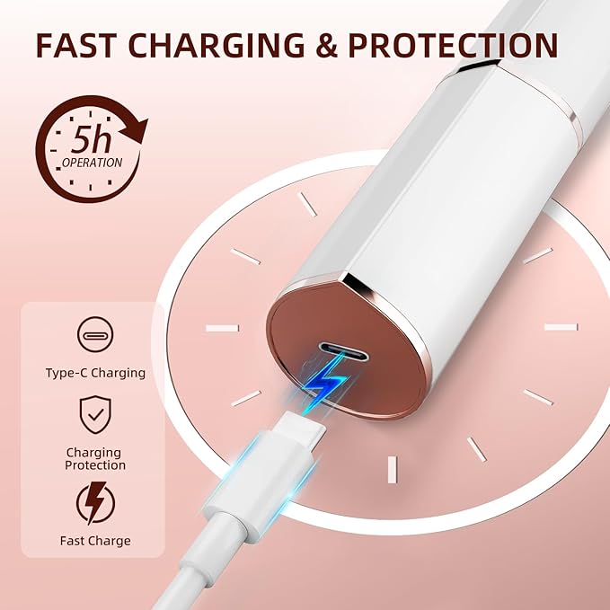 Facial Hair Removal for Women, Portable Lady Shaver, Rechargeable Painless Hair Remover for Face, Upper Lips, Chin, Peach Fuzz-VivaGrace Women