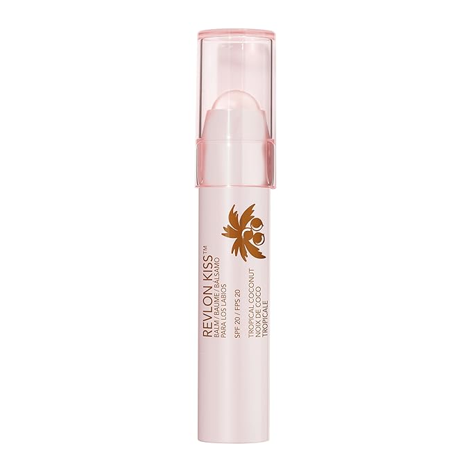 Revlon Lip Balm, Kiss Tinted Lip Balm, Face Makeup with Lasting Hydration, SPF 20, Infused with Natural Fruit Oils, 010 Tropical Coconut, 0.09 Oz-VivaGrace Women