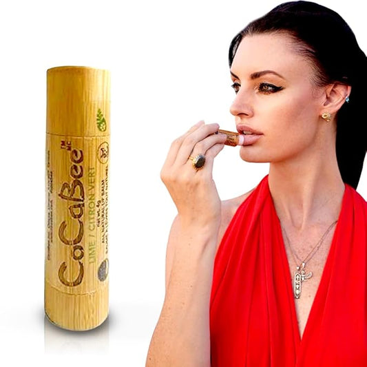 Chapstick Lip Balm Lip Moisturizer For Dry & Chapped Lips 100% Organic Lip Balm For Soft And Shiny Lips Cute And Portable Lip Care Balm for Kids and Women's With Bamboo Packaging (Lime)-VivaGrace Women