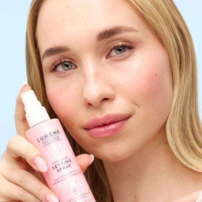 Lumene Invisible Illumination Dewy Glow Setting Spray - Facial Spray for All Skin Types - Makeup Primer & Dewy Setting Spray - Refreshing Face Mist (3.4 fl oz)-VivaGrace Women