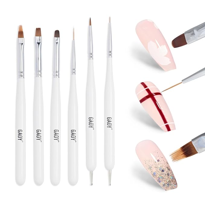 GAOY 6 Pcs Nail Art Brushes, Nail Design Tools for Nail Detail Painting, French Liner and Dotting Pens for Nail DIY-VivaGrace Women