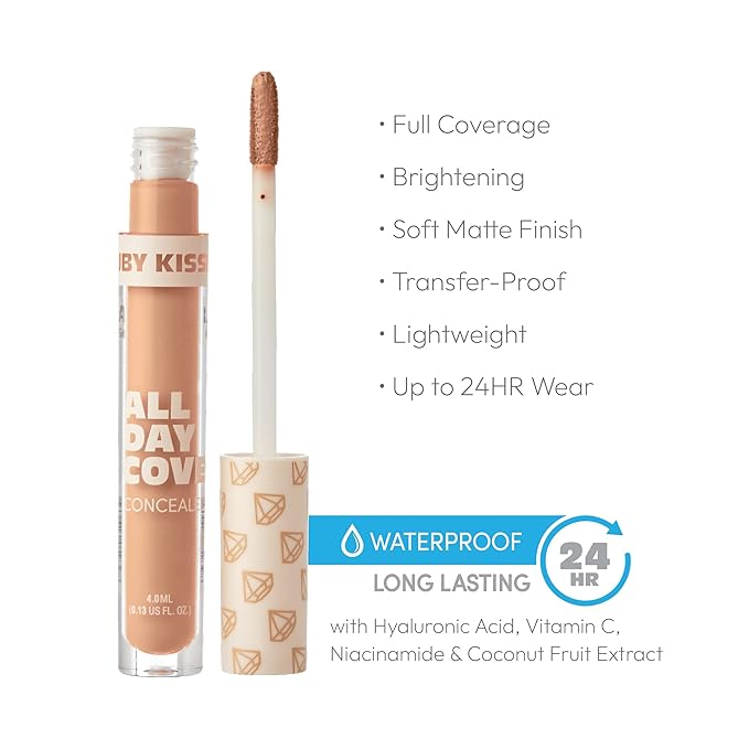 Ruby Kisses All Day Concealer Lightweight Full Coverage Multi-Use Concealer 0.13 Fl Oz (Medium Beige)-VivaGrace Women