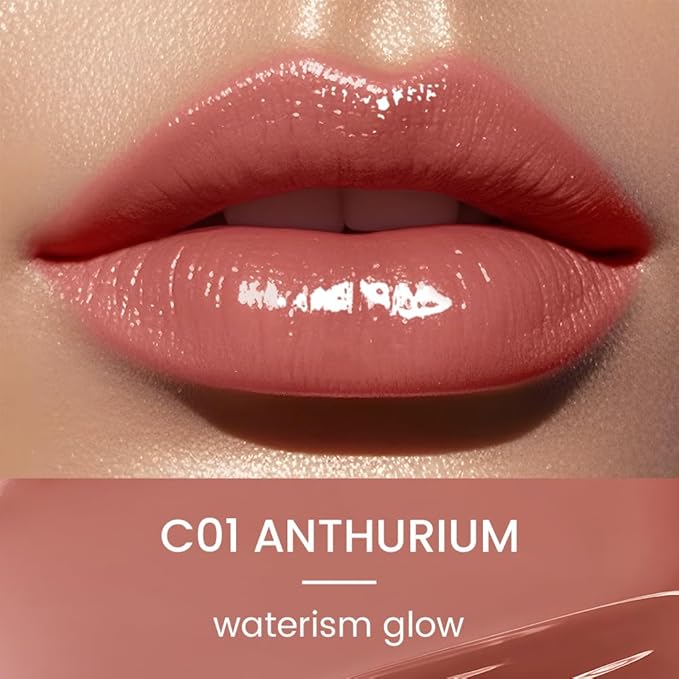 CATKIN Glossy Lip Balm Ultra Hydating Glow Lip Tinted Jelly Plump Melting Balm Shea Butter Repair Soothing For Dry Lips Dewy Finished 0.12 oz C01 ANTHURIUM-VivaGrace Women