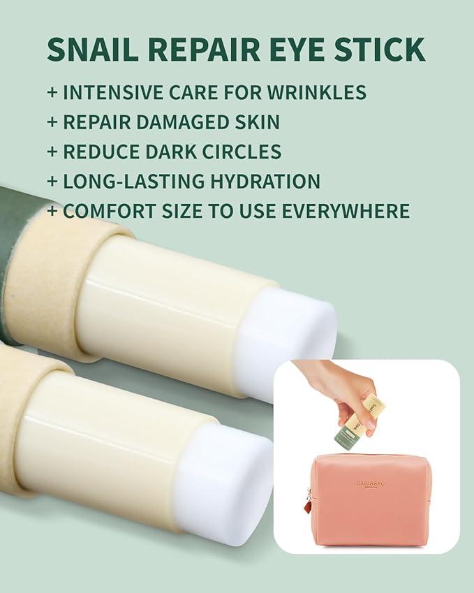 Advanced Snail Repair Eye Stick, Brightening & Tightening Eye Cream for Fine Lines & Dark Circles, Snail Mucin Eye Stick for Sensitive and All Skin Type, 0.25OZ-VivaGrace Women