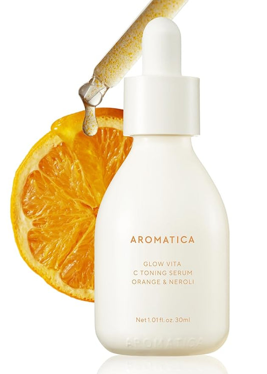 AROMATICA Glow Vita C Toning Serum Orange & Neroli 30ml/1.01 fl. oz - Orange Vitamin C Serum for Face with Hyaluronic Acid For Sensitive Skin-VivaGrace Women