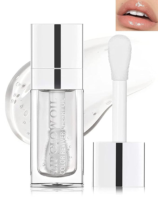Plumping Lip Glow Oil, Hydrating Tinted Lip Oil Gloss, Transparent Toot Lip Oil, Long Lasting Lip Balm Moisturizing Glow Oil Fresh Texture, Glitter Shine Primer Lip Tint Lip Care Product-#0000-VivaGrace Women