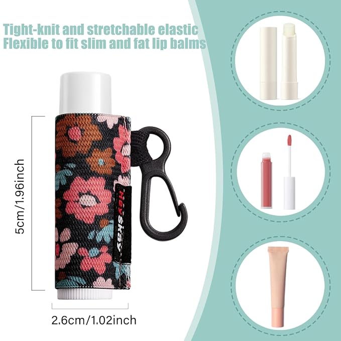 3PCS Lip Balm Holder Sleeves Chapstick Holder Keychain Lip Gloss Holder Keychain Elastic Sleeves (Boho Pattern)-VivaGrace Women